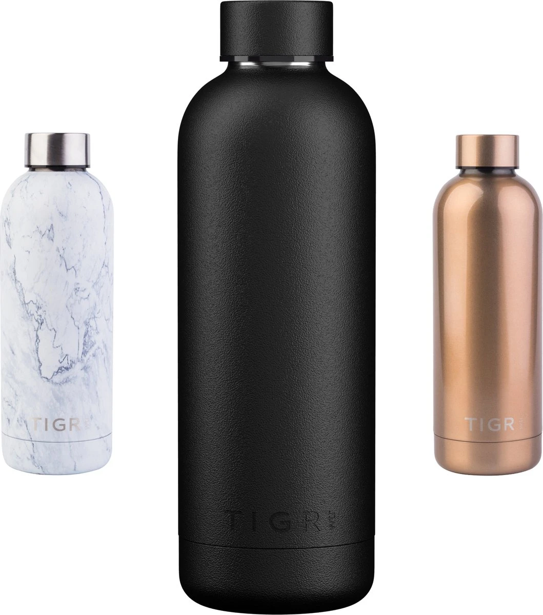TIGR Minimalist - Drinkfles - Thermosfles - RVS - 500ml - Zwart - Black Edition 3 TIGR Minimalist - Drinkfles - Thermosfles - RVS - 500ml - Zwart - Black Edition