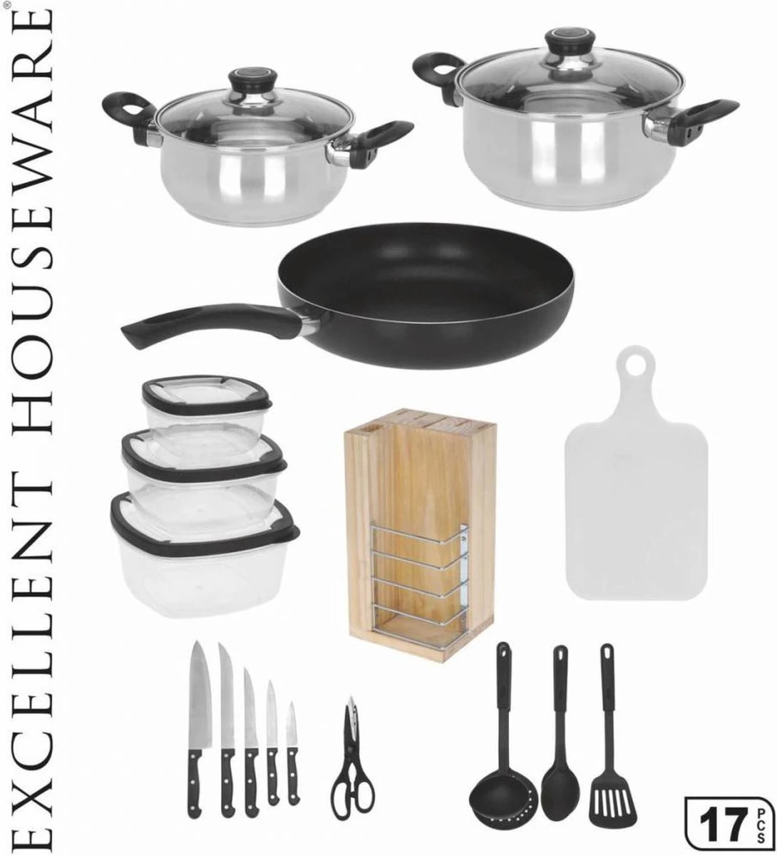 Excellent Houseware 18-delige Keukenset - RVS 3 Excellent Houseware 18-delige Keukenset - RVS
