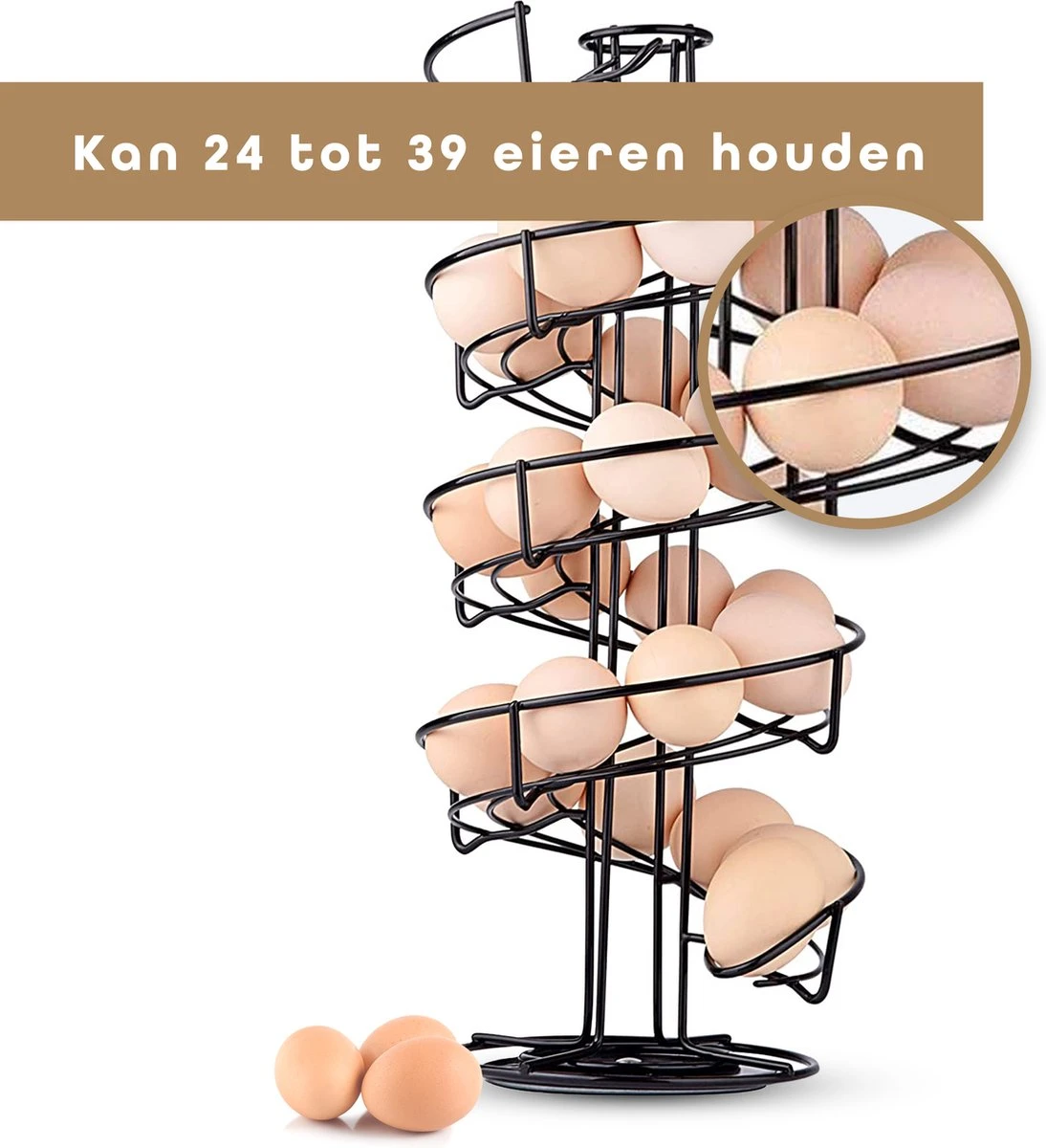 Eiermand – Eierrek – Eierhouder – Eieren – 360° - Zwart - Pasen - 39 Eieren - BAULK® 11 Eiermand – Eierrek – Eierhouder – Eieren – 360° - Zwart - Pasen - 39 Eieren - BAULK® - Afbeelding 9