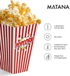 50 Duurzame Popcorn Bakjes (18x10cm) - Popcorn Zakjes Voor Filmavonden, Feestjes - Ook Geschickt Als Snoepbakje Of Feestzakje Voor Kinderen -Keukenproducten Winkel 1115x1200 4