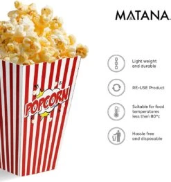 50 Duurzame Popcorn Bakjes (18x10cm) - Popcorn Zakjes Voor Filmavonden, Feestjes - Ook Geschickt Als Snoepbakje Of Feestzakje Voor Kinderen -Keukenproducten Winkel 1127x1200 3