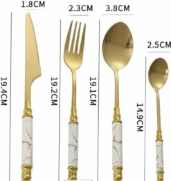 Yerminbeauty Bestekset 6 Persoons 24-delig - Roestvrij Staal - Theelepels, Lepels, Messen & Vorken - Met Houder - Wit-goud Marble 5 Yerminbeauty Bestekset 6 Persoons 24-delig - Roestvrij Staal - Theelepels, Lepels, Messen & Vorken - Met Houder - Wit-goud Marble -Keukenproducten Winkel 1130x1200