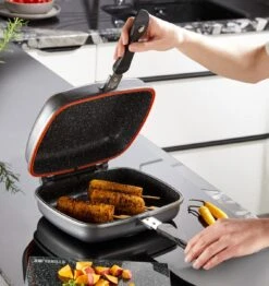 Herenthal Dubbele Grillpan - Ø 28 Cm - Koekenpan - Keramische Pan - Marmeren Coating Met Antiaanbaklaag - PFAS & PFOA Vrij - Pan - Grill - Vermindert Geur, Rook En Oliespatten - Zilver -Keukenproducten Winkel 1132x1200 2