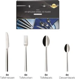 Nevana Bestekset - 24 Delig - 18/10 Edelstaal - Bestek - Lepels, Messen, Vorken -Keukenproducten Winkel 1137x1200 2