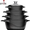 Smile 10 Delige Pannenset - Antiaanbaklaag - Vaatwasser Bestendig - Zwart -Keukenproducten Winkel 1152x1200