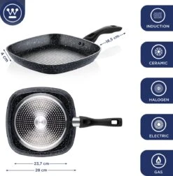 Westinghouse Grillpan - Ø 28 Cm - Zwart Marmer - Geschikt Voor Alle Warmtebronnen Inclusief Inductie - Steakpan Met Antiaanbaklaag- Aluminium -Keukenproducten Winkel 1176x1200