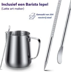 Qualitá® Melkkan Met Art Pen - Barista Melkkannetje - 350 ML - Melkopschuimkannen -Keukenproducten Winkel 1186x1200 2