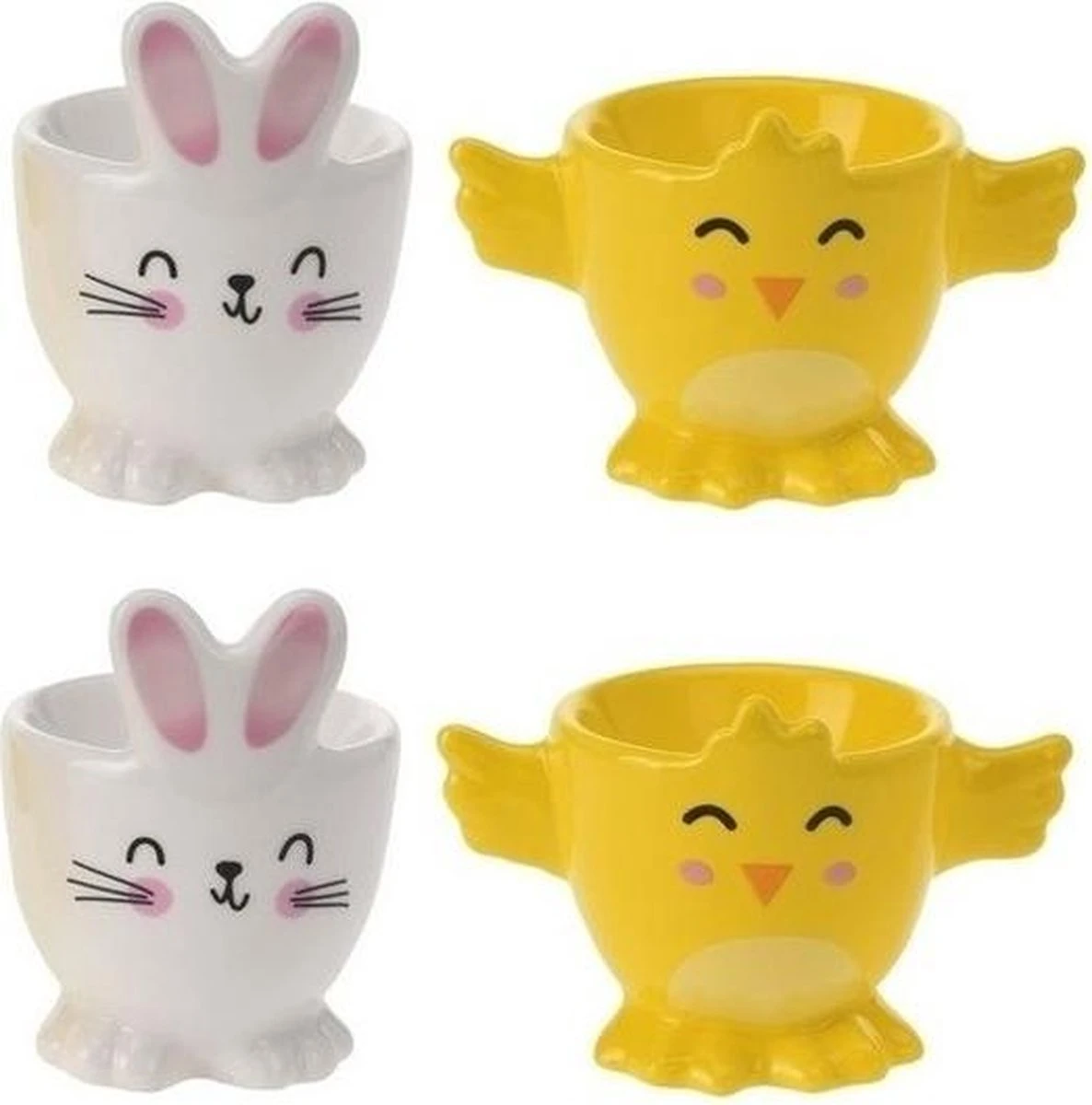 Merkloos 4x Witte Paashaas En Gele Kuiken Eierdopjes 7 Cm - Paasdecoratie/Paasontbijt 7 Merkloos 4x Witte Paashaas En Gele Kuiken Eierdopjes 7 Cm - Paasdecoratie/Paasontbijt - Afbeelding 5