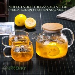 GREENKY Glazen Theepot Met Filter En Bamboe Deksel- Theekan - Duurzaam - Filter - Theehouder - Theeglas - Fruitkan - Schenkkan - Teapot - 1Liter - 1000ml -Keukenproducten Winkel 1191x1200 4