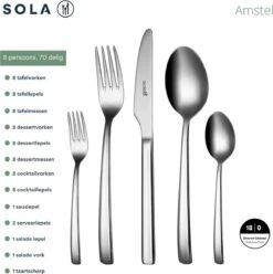 Sola Bestekset Amstel - Economy - 8 Persoons - 70 Delig - Zilver Chroomstaal 18/0 - RVS -Keukenproducten Winkel 1193x1200 5