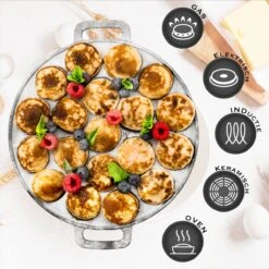 IRONO Poffertjespan Set - Incl. Doseerfles, Kwast En Vork - Poffertjespan Inductie En Electrisch - Poffertjesmaker 19 Poffertjes - Poffertjes Maken - Spuitfles - Cadeau Voor Mannen En Vrouwen -Keukenproducten Winkel 1198x1200 3