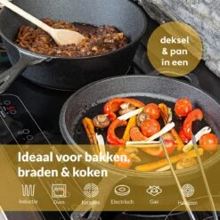 Chefarone Gietijzeren Pan - 2-in-1 Braadpan Inclusief Deksel - Geschikt Voor Alle Warmtebronnen -Keukenproducten Winkel 1199x1200 2