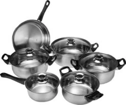 KitchenPrince 12-Delige Pannenset RVS - Pottenset - Kookpannen - Koekenpan - Steelpan - Bakpan - PFAS-Vrij - Pannenset - Pannenset Inductie - Antiaanbaklaag - Koekenpannenset -Keukenproducten Winkel 1200x1008