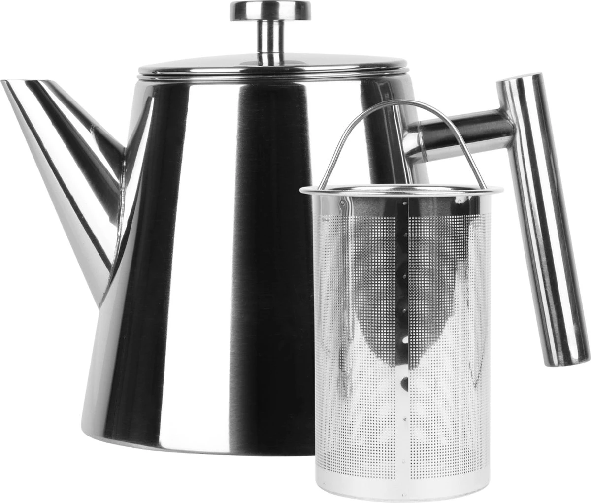 Castagnola Theepot Met Filter – Theekan – Theepot Dubbelwandig – Theepot Roestvrijstaal – Hoogwaardig RVS – 1 Liter – 5 Kopjes Thee – Zilver Glans 3 Castagnola Theepot Met Filter – Theekan – Theepot Dubbelwandig – Theepot Roestvrijstaal – Hoogwaardig RVS – 1 Liter – 5 Kopjes Thee – Zilver Glans