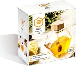 Merkloos Honingpot Met Lepel – Glazen Honingpot – Honingpot – Honing – Honinglepel – Inhoud 250ml – Afmetingen 11 X 9.5 X 5 Cm -Keukenproducten Winkel 1200x1048