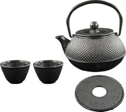 SakuraTea - Theepot Set - 4-delig - Gietijzer - Zwart - 0.8L - 2 Kopjes (100ml) -Keukenproducten Winkel 1200x1068 2