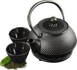 SakuraTea - Theepot Set - 4-delig - Gietijzer - Zwart - 0.8L - 2 Kopjes (100ml) -Keukenproducten Winkel 1200x1086 2