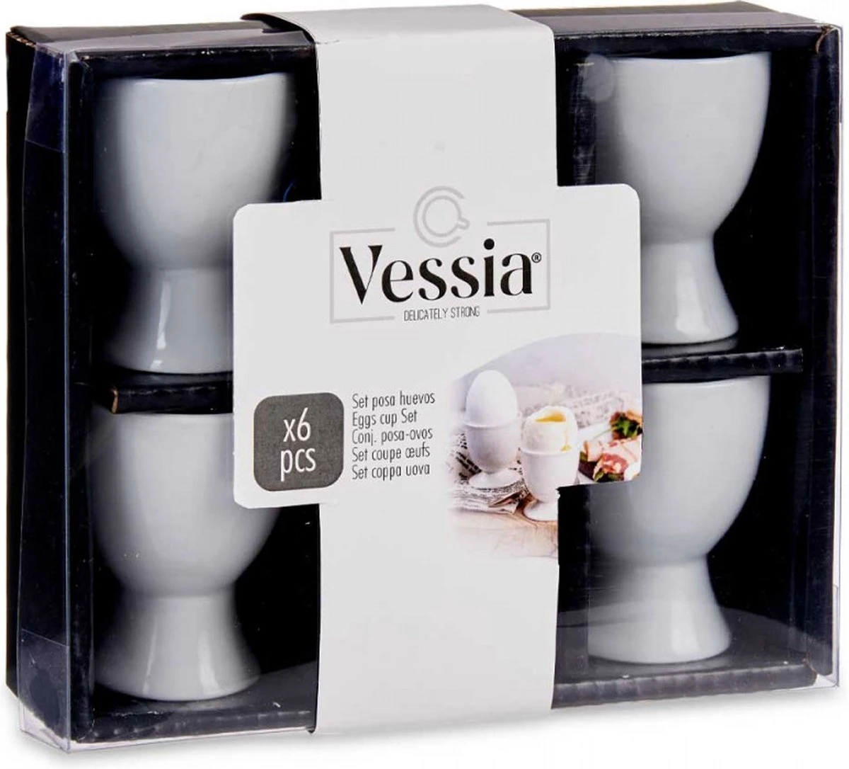 Eierdopjes – Set Van 6 Stuks – Porselein – Wit 4 Eierdopjes – Set Van 6 Stuks – Porselein – Wit - Afbeelding 2