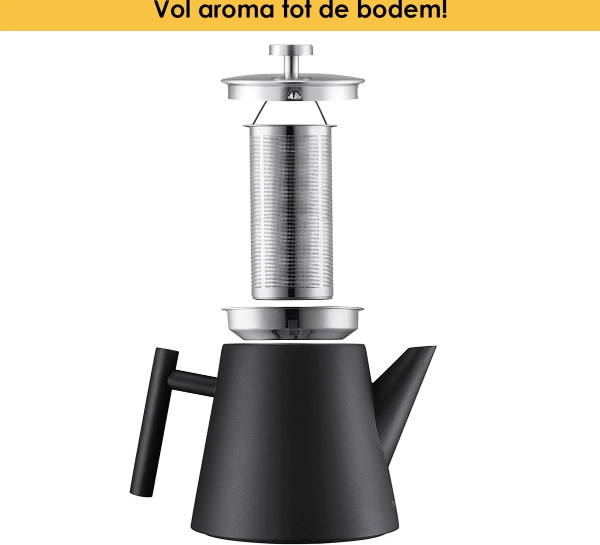 Silberthal - Theepot Met Filter - 1 L - RVS Dubbelwandig - Zwart - Cadeau 7 Silberthal - Theepot Met Filter - 1 L - RVS Dubbelwandig - Zwart - Cadeau - Afbeelding 5