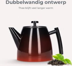 Vaja® Theepot Juliette Met Filter - Dubbelwandig -Theekan 1.0L - Glimmend Zwart -Keukenproducten Winkel 1200x1099 7