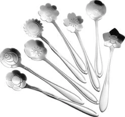 Fako Bijoux® - Bloemen Lepels Set - Theelepel / Koffielepel - 12cm - Zilver - 8 Stuks -Keukenproducten Winkel 1200x1115 1