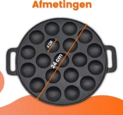 Kicinn Poffertjespan - Poffertjesmaker - Poffertjespan Inductie - Ø 24 Cm - 19 Poffertjes - Inclusief Handvaten -Keukenproducten Winkel 1200x1127 1