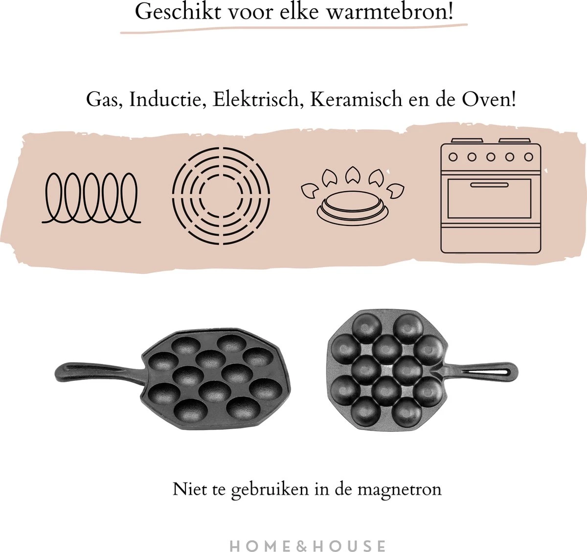 Home&House Poffertjespan Set - Zwart - Poffertjesmaker - Inductie - Gas - Poffertjes - Prik Vork - Kwast - Gietijzer - Poffertjesplaat - Poffertjespannen 4 Home&House Poffertjespan Set - Zwart - Poffertjesmaker - Inductie - Gas - Poffertjes - Prik Vork - Kwast - Gietijzer - Poffertjesplaat - Poffertjespannen - Afbeelding 2