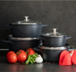 Smile 10 Delige Pannenset - Antiaanbaklaag - Vaatwasser Bestendig - Zwart -Keukenproducten Winkel 1200x1142