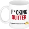 Fcking Quitter Mok Wit En Zwart - Kado Mok / Beker - Nieuwe Baan - Afscheidscadeau Collega / Werknemer -Keukenproducten Winkel 1200x1145 5