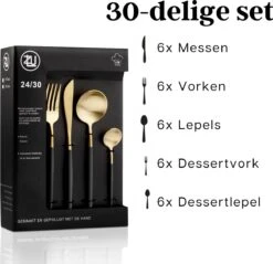 LuZana - Bestek Set Goud - 30-delig - Bestekset 6 Persoons - Goud/zwart - Bestek - Borden - Bestekset Zwart -Keukenproducten Winkel 1200x1161 4