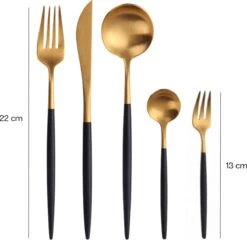 LuZana - Bestek Set Goud - 30-delig - Bestekset 6 Persoons - Goud/zwart - Bestek - Borden - Bestekset Zwart -Keukenproducten Winkel 1200x1164 1