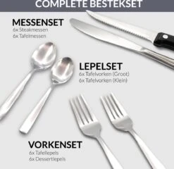 Master Knives 6 Persoons Bestekset (36-delig) - Lepels, Messen, Vorken & Steakmessen - Vaatwasserbestendig - Zilver / RVS -Keukenproducten Winkel 1200x1166 6