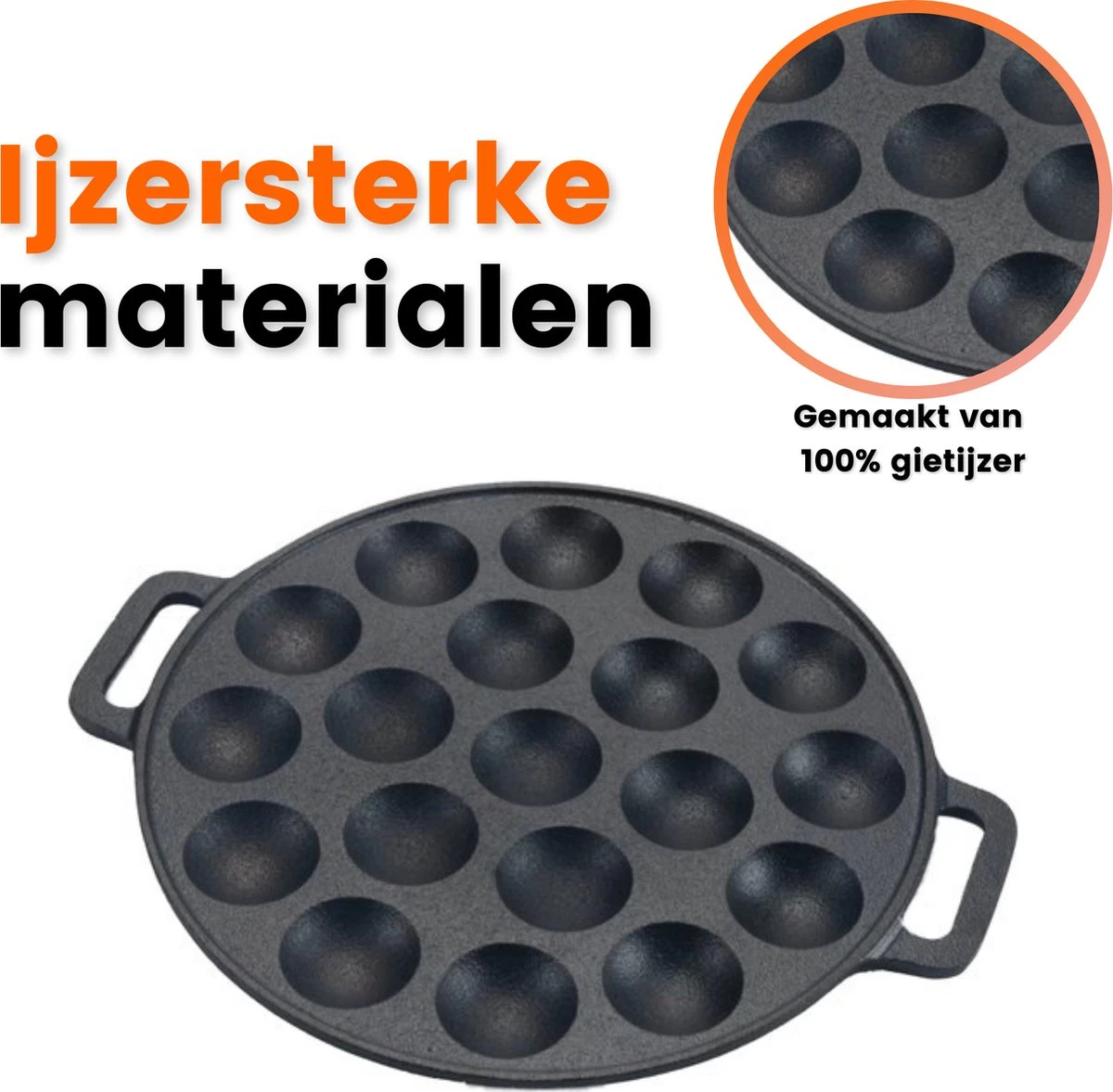 Poffertjespan - Gietijzer - Ø 24 Cm - Poffertjesmaker - 19 Poffertjes - Poffertjespan Inductie 6 Poffertjespan - Gietijzer - Ø 24 Cm - Poffertjesmaker - 19 Poffertjes - Poffertjespan Inductie - Afbeelding 4