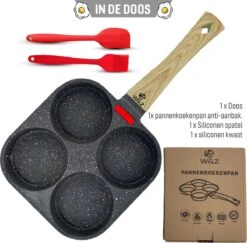 W&Z® Pannenkoekenpan Inductie - Pancake Pan - Omeletpan - Omeletmaker -Eierpan- Anti Aanbak - 4 Vakjes -Keukenproducten Winkel 1200x1179