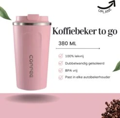 Thermosbeker - Koffiebeker To Go - Travel Mug - Dubbelwandig, RVS & Lekvrij - Thermosbeker Koffie - 380 ML – Roze 9 Thermosbeker - Koffiebeker To Go - Travel Mug - Dubbelwandig, RVS & Lekvrij - Thermosbeker Koffie - 380 ML – Roze -Keukenproducten Winkel 1200x1184 5