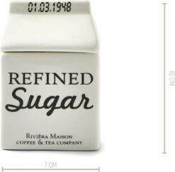 Riviera Maison Suikerpot, Voorraadpot - Carton Jar Sugar – Wit - (LxBxH) 7.6x7.6x10 Cm -Keukenproducten Winkel 1200x1185 4