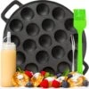 IRONO Poffertjespan Set - Incl. Doseerfles, Kwast En Vork - Poffertjespan Inductie En Electrisch - Poffertjesmaker 19 Poffertjes - Poffertjes Maken - Spuitfles - Cadeau Voor Mannen En Vrouwen -Keukenproducten Winkel 1200x1191