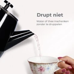 Vaja® Theepot Juliette Met Filter - Dubbelwandig -Theekan 1.0L - Glimmend Zwart -Keukenproducten Winkel 1200x1194 6