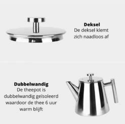 Castagnola Theepot Met Filter – Theekan – Theepot Dubbelwandig – Theepot Roestvrijstaal – Hoogwaardig RVS – 1 Liter – 5 Kopjes Thee – Zilver Glans 17 Castagnola Theepot Met Filter – Theekan – Theepot Dubbelwandig – Theepot Roestvrijstaal – Hoogwaardig RVS – 1 Liter – 5 Kopjes Thee – Zilver Glans -Keukenproducten Winkel 1200x1195 14
