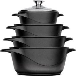 Smile 10 Delige Pannenset - Antiaanbaklaag - Vaatwasser Bestendig - Zwart -Keukenproducten Winkel 1200x1195