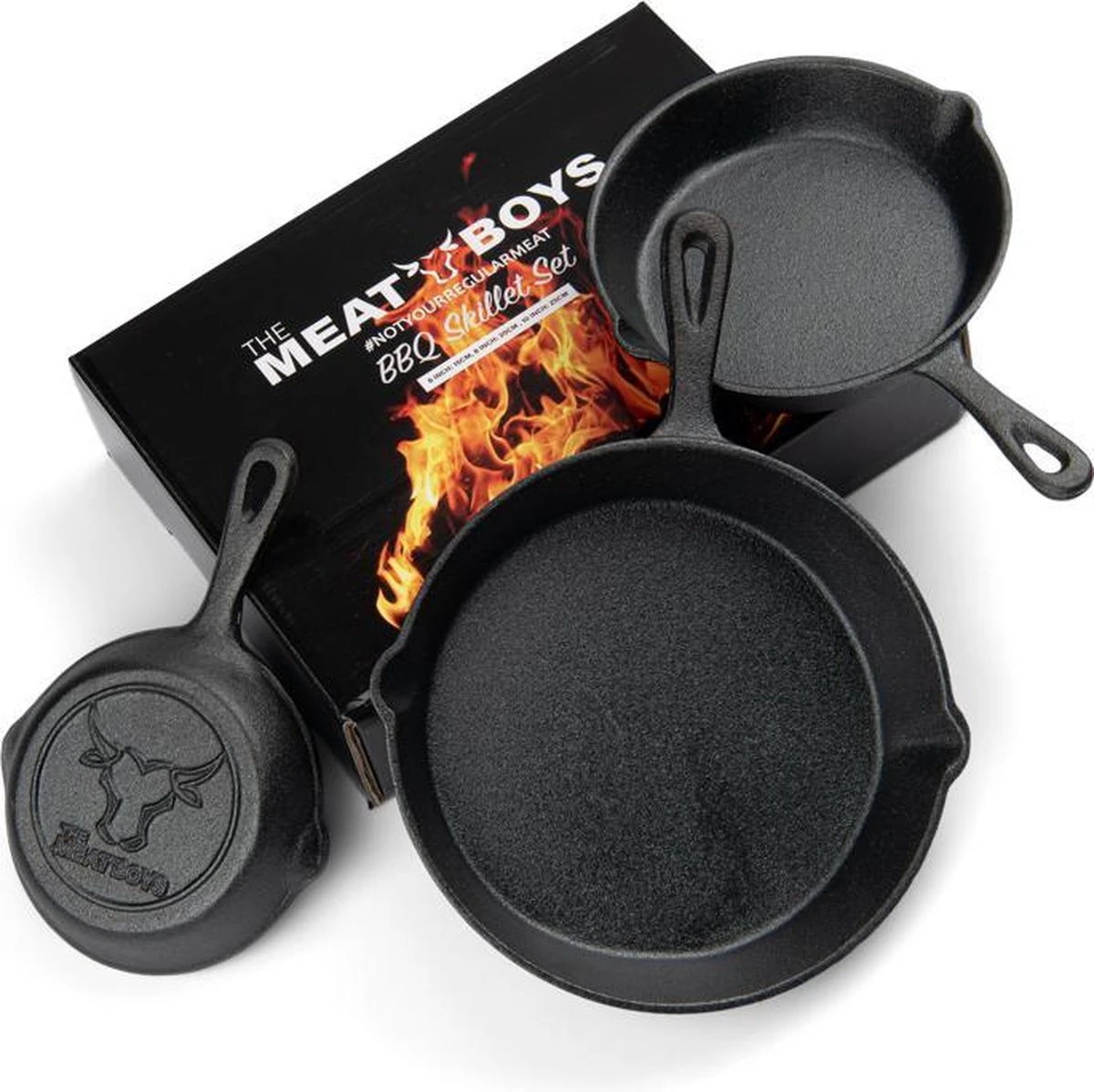 Gietijzeren Pannenset - Cast Iron Skillets - BBQ Skilletset 6 Gietijzeren Pannenset - Cast Iron Skillets - BBQ Skilletset - Afbeelding 4