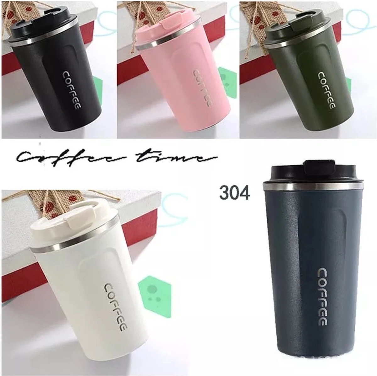 Koffiebeker To Go - RVS Thermosbeker - Drinkfles - Herbruikbare Koffiebeker - 500 Ml - Wit 6 Koffiebeker To Go - RVS Thermosbeker - Drinkfles - Herbruikbare Koffiebeker - 500 Ml - Wit - Afbeelding 4