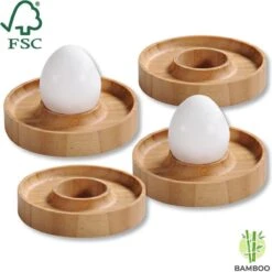 Merkloos FSC® Bamboe Houten - Eierdopjes Set Van 4 Stuks - Met Praktische Rand Voor Neerleggen Van De Eierschaal - Eierdoppen Set 4-Delig -Keukenproducten Winkel 1200x1198 48