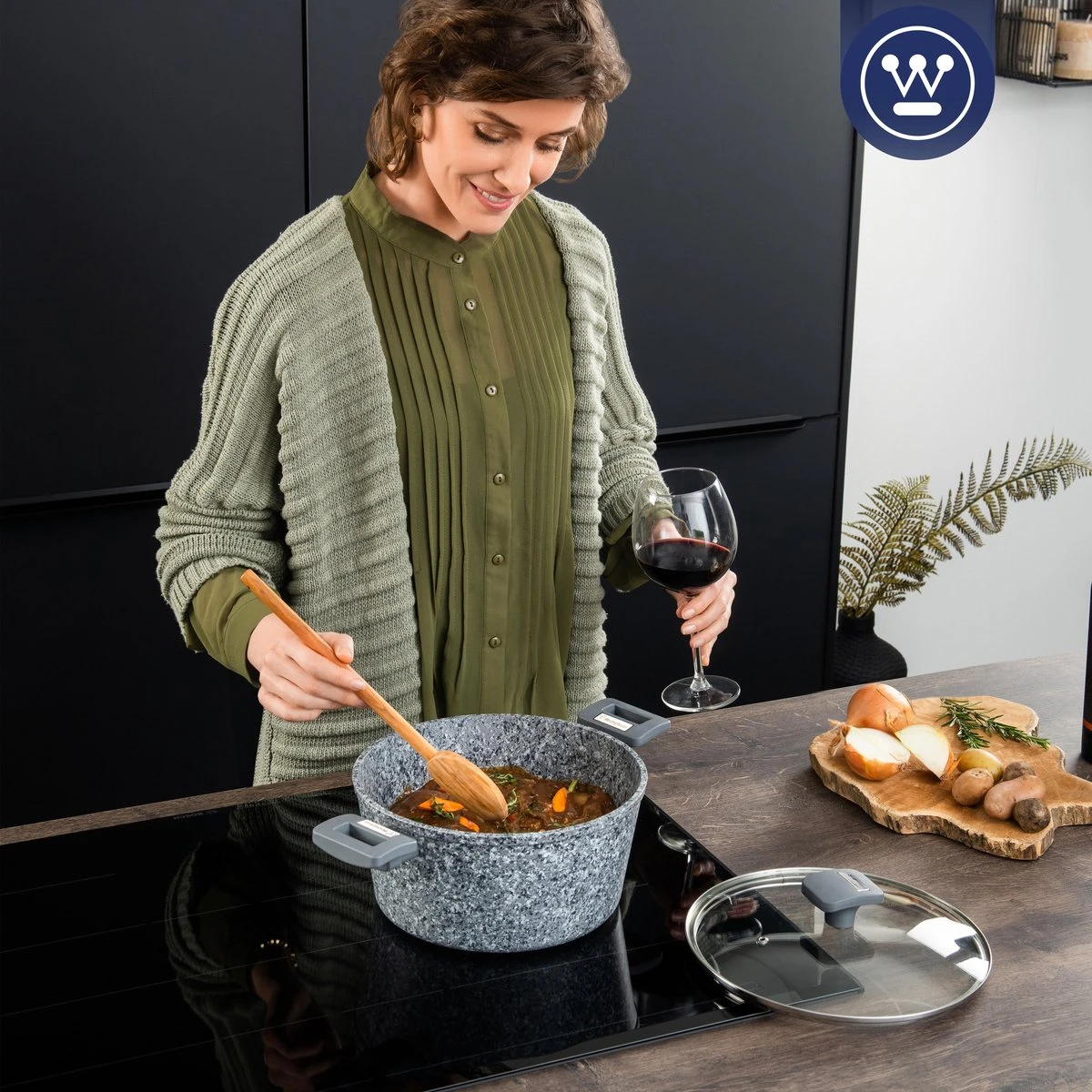 Westinghouse Kookpan/Braadpan Inductie - Ø 28 Cm - Grijs Graniet - Met Deksel - PFOA Vrij 5 Westinghouse Kookpan/Braadpan Inductie - Ø 28 Cm - Grijs Graniet - Met Deksel - PFOA Vrij - Afbeelding 3
