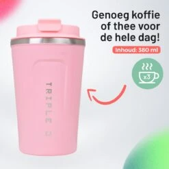 Triple J® Koffiebeker To Go - Thermosbeker - BPA & Lekvrij - 380ml - Roze -Keukenproducten Winkel 1200x1200 1178