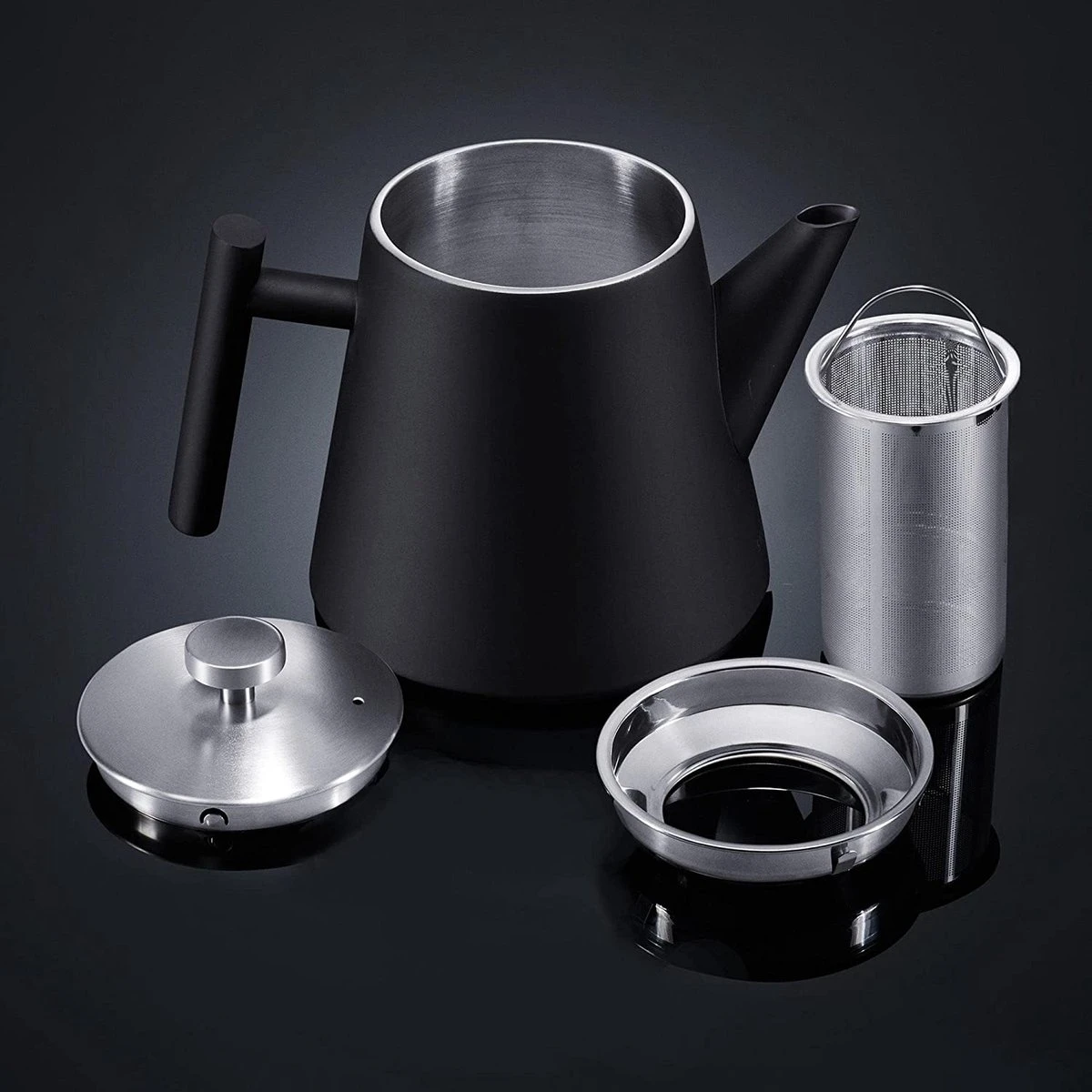 Silberthal - Theepot Met Filter - 1 L - RVS Dubbelwandig - Zwart - Cadeau 9 Silberthal - Theepot Met Filter - 1 L - RVS Dubbelwandig - Zwart - Cadeau - Afbeelding 7