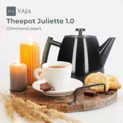 Vaja® Theepot Juliette Met Filter - Dubbelwandig -Theekan 1.0L - Glimmend Zwart -Keukenproducten Winkel 1200x1200 1323