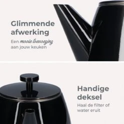 Vaja® Theepot Juliette Met Filter - Dubbelwandig -Theekan 1.0L - Glimmend Zwart -Keukenproducten Winkel 1200x1200 1325