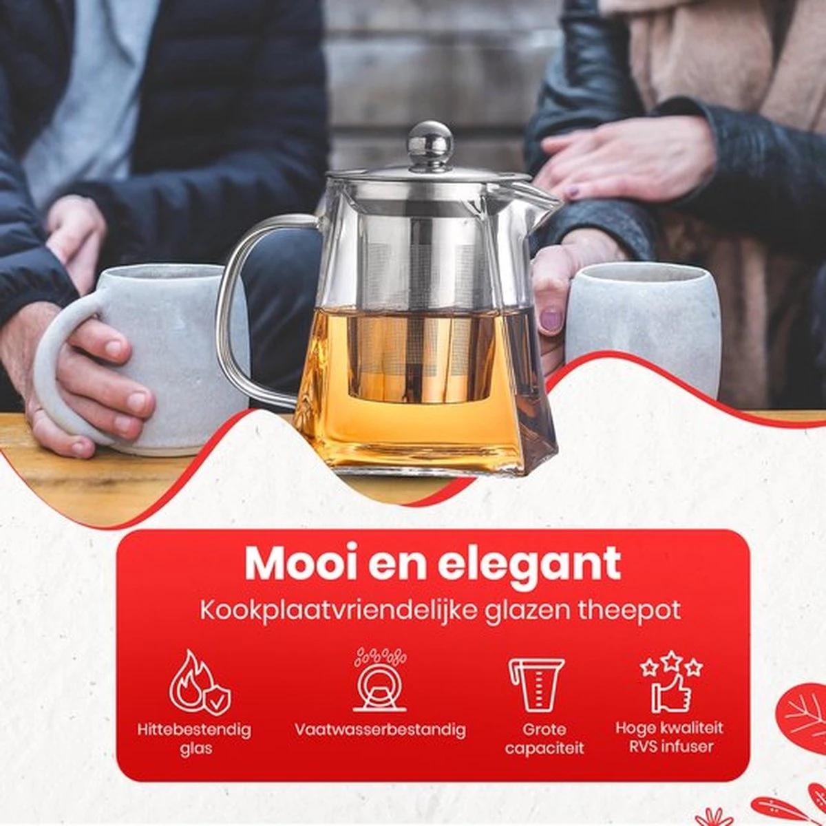 Procidi® Glazen Theepot Met Filter - Theekan Met Infuser - Dubbelwandig Borosilicaat Glas - Thee Thermoskan - Koffiekan 950 ML - Teapot 9 Procidi® Glazen Theepot Met Filter - Theekan Met Infuser - Dubbelwandig Borosilicaat Glas - Thee Thermoskan - Koffiekan 950 ML - Teapot - Afbeelding 7