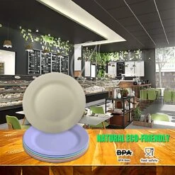 Onbreekbare Borden Van 25 Cm, 6-delige Set, Herbruikbare Platte Borden Met Luffas-afwasborstels, Eetborden, Kunststof, Licht Voor Feestjes, Kamperen, BBQ/pizza, Magnetronbestendig, Vaatwasmachinebestendig, BPA-vrij (veelkleurig) -Keukenproducten Winkel 1200x1200 1363